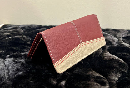 Soofi Scarlet & Beige Leather Purse