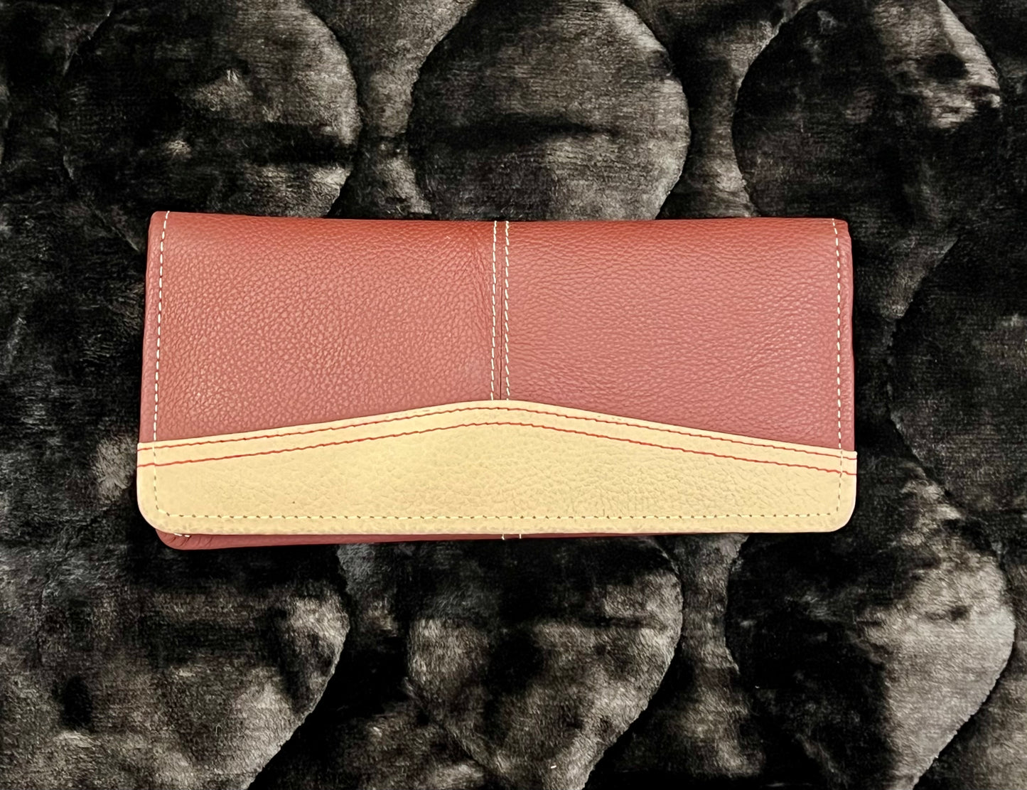 Soofi Scarlet & Beige Leather Purse