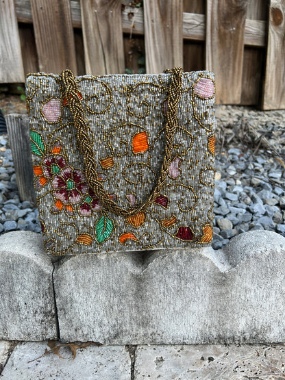 Golden Bloom Beaded Bag