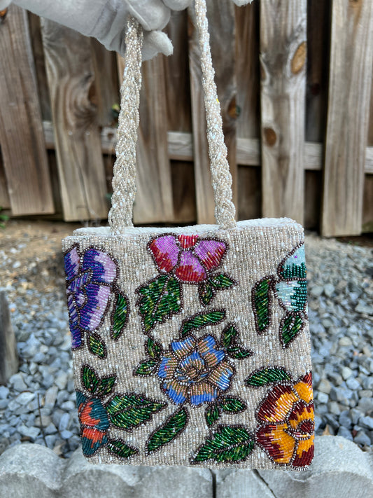 Oxford White Bloom Beaded Bag